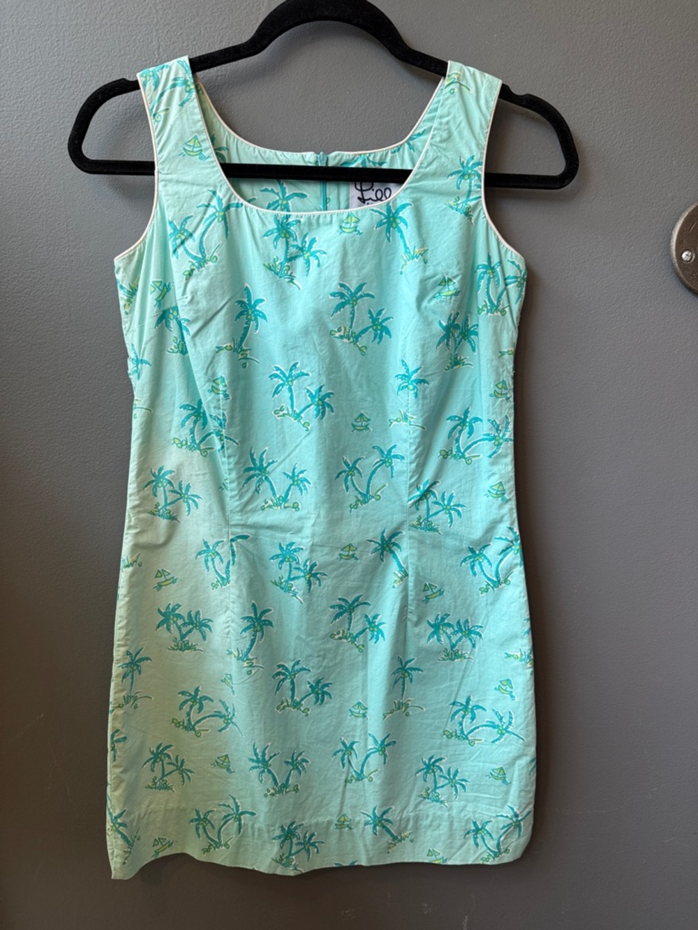 Vintage Lilly Pulitzer Mint Green Turquoise Palm Print Dress
